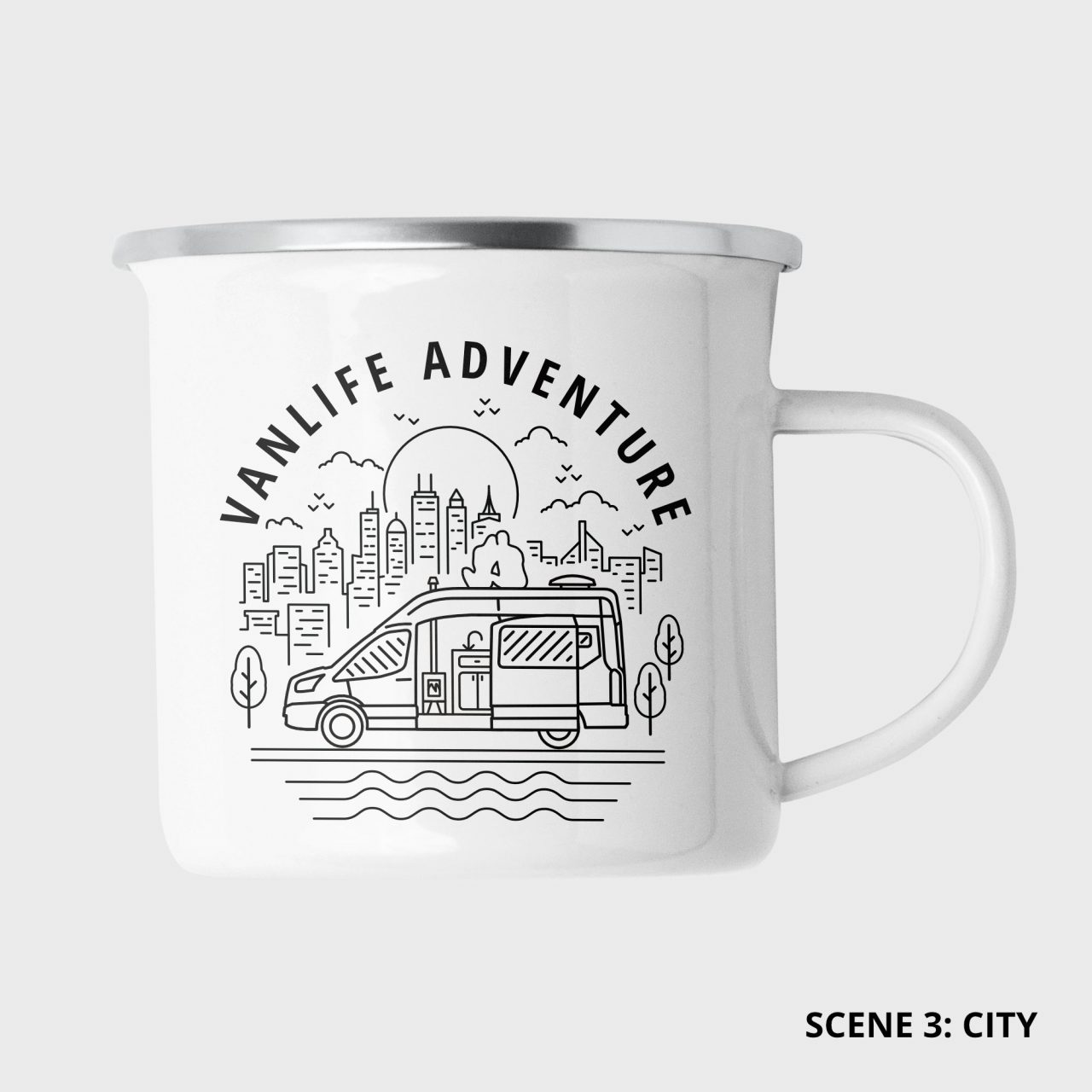 Ford Transit Campervan Travel 12oz Mug: Scene 3 - City