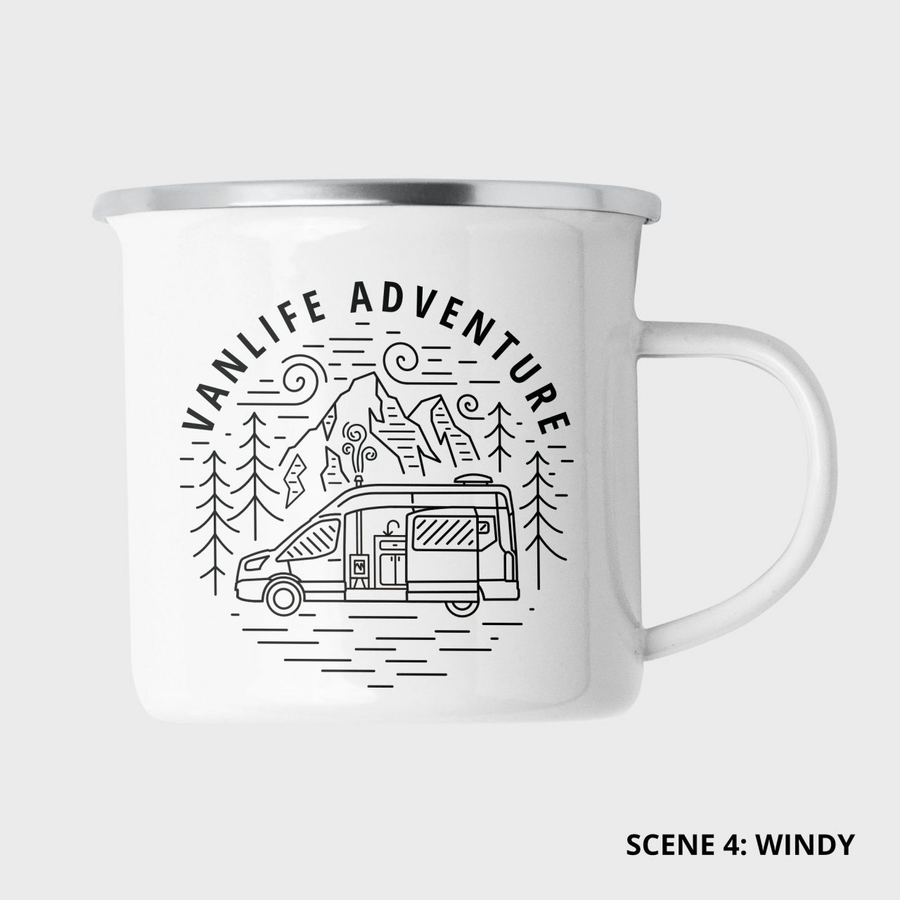 Ford Transit Campervan Travel 12oz Mug: Scene 4 - Windy