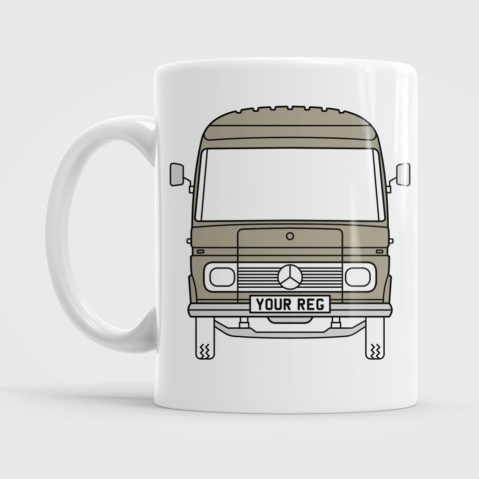 Mercedes Benz 309, 319, 406, 508, 608, 609, 613. Personalised Campervan Cup Mug Beige