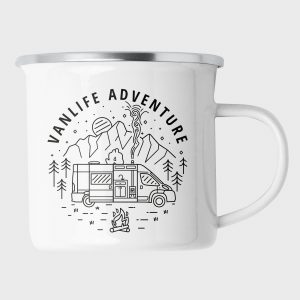 Fiat Ducato Enamel Travel Mug: Design 1 - Mountains