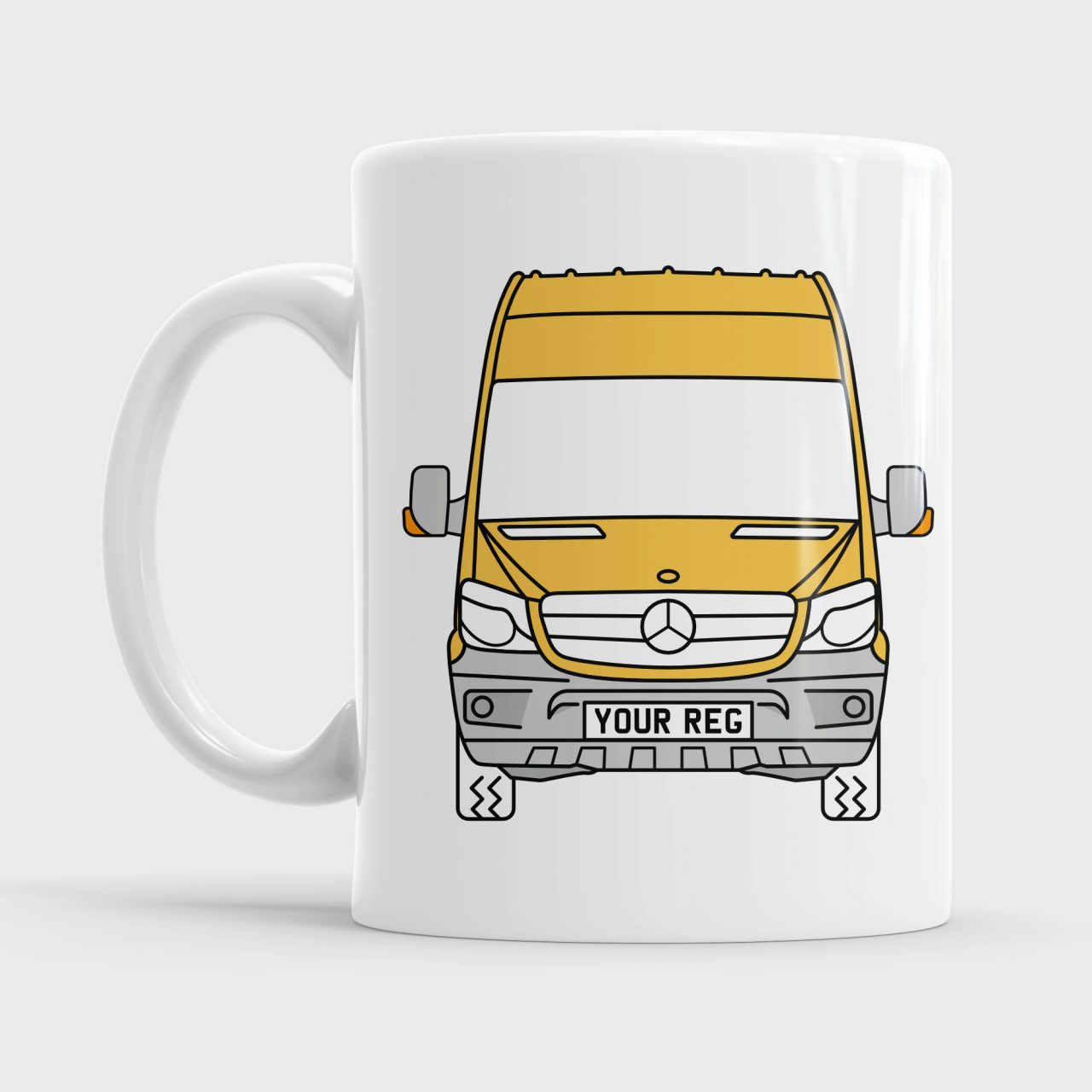 Mercedes Sprinter Van Style Personalised 11oz Ceramic Mug: Yellow
