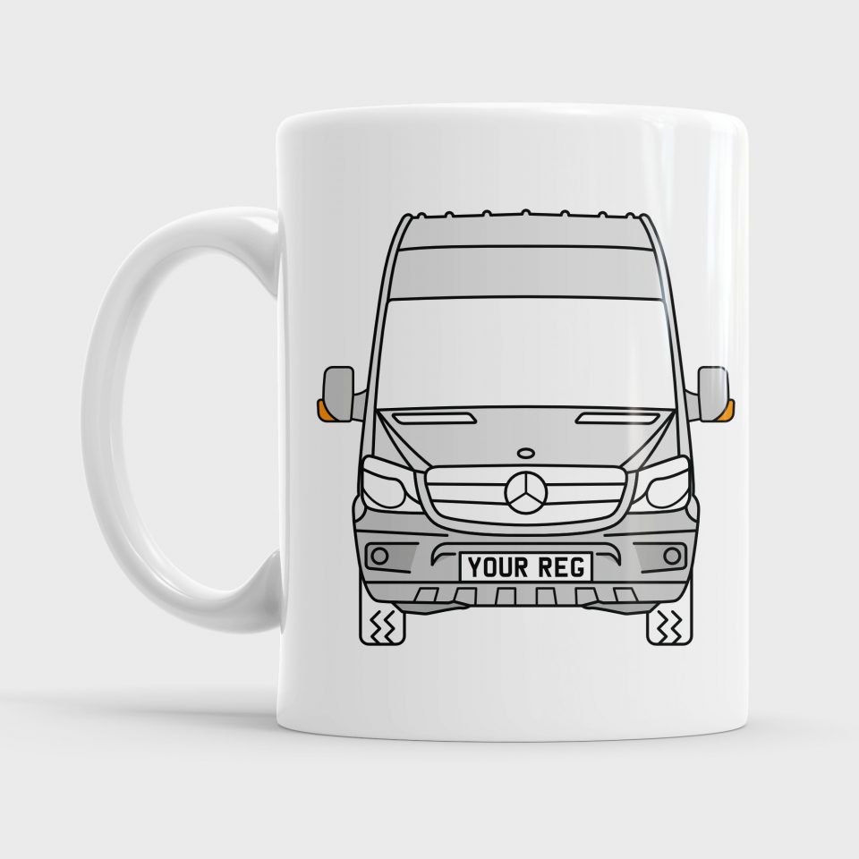 Mercedes Sprinter Van Style Personalised 11oz Ceramic Mug: Grey