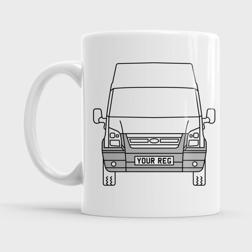White Ford Transit MK6 Campervan Van Mug Cup Ceramic Gift Present Camper Mugs