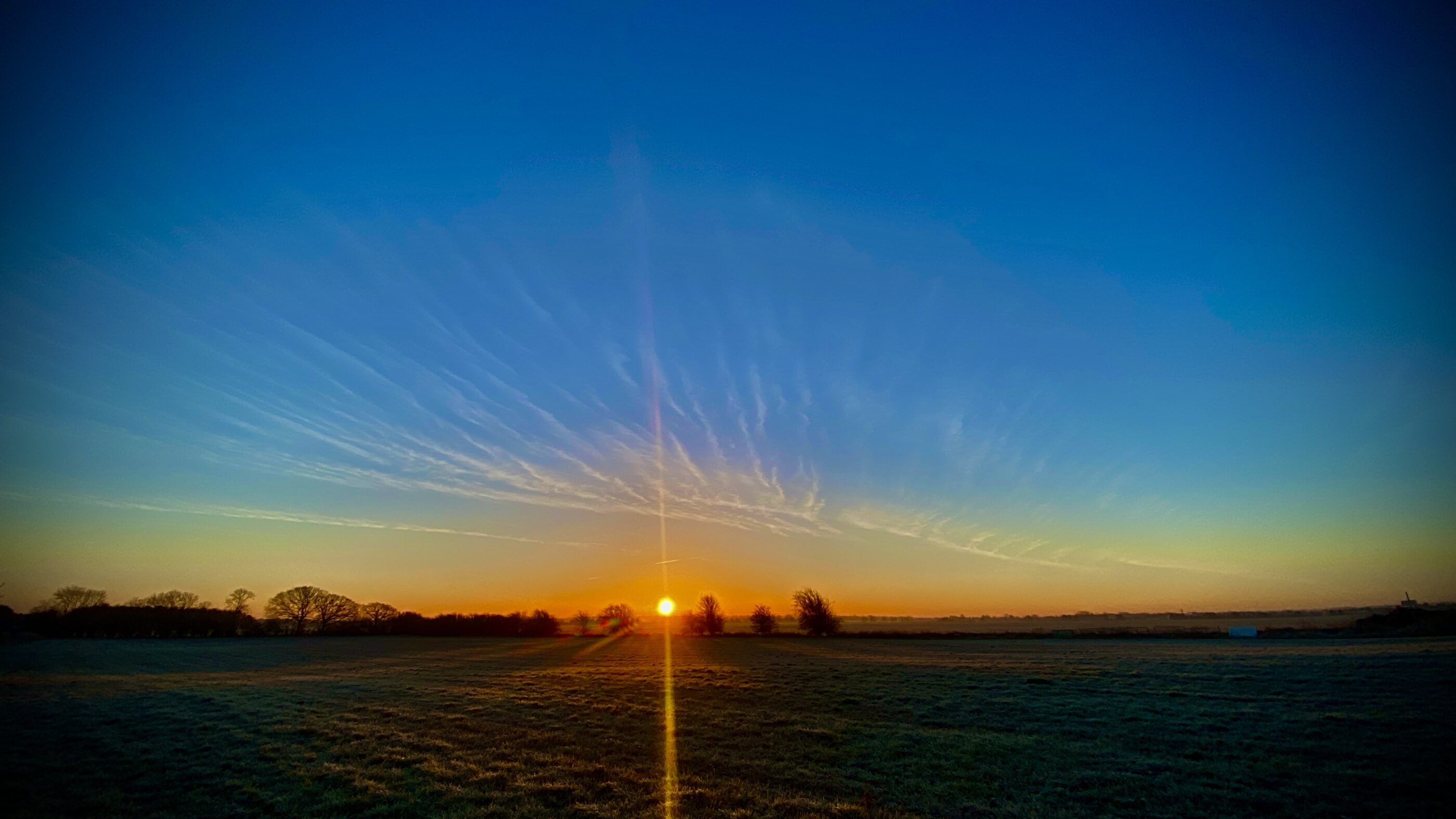 Calamity Shabe Vanlife Sunrise on a cold frosty morning