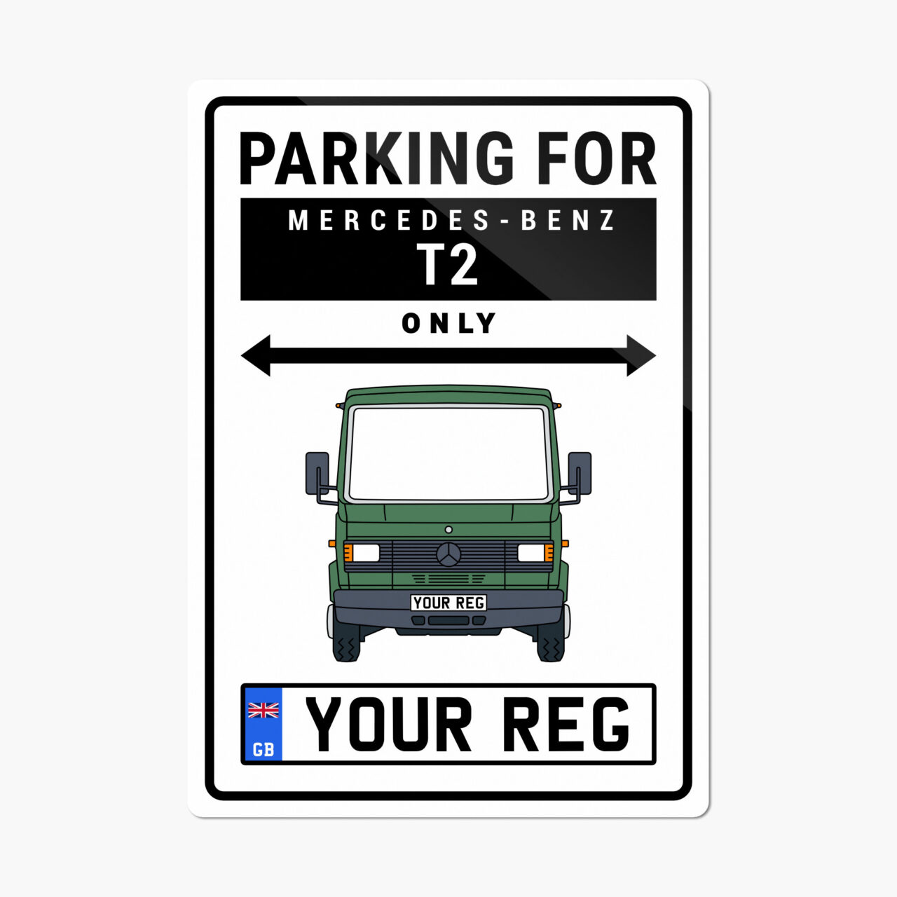 Green Mercedes-Benz T2 Metal Parking Sign