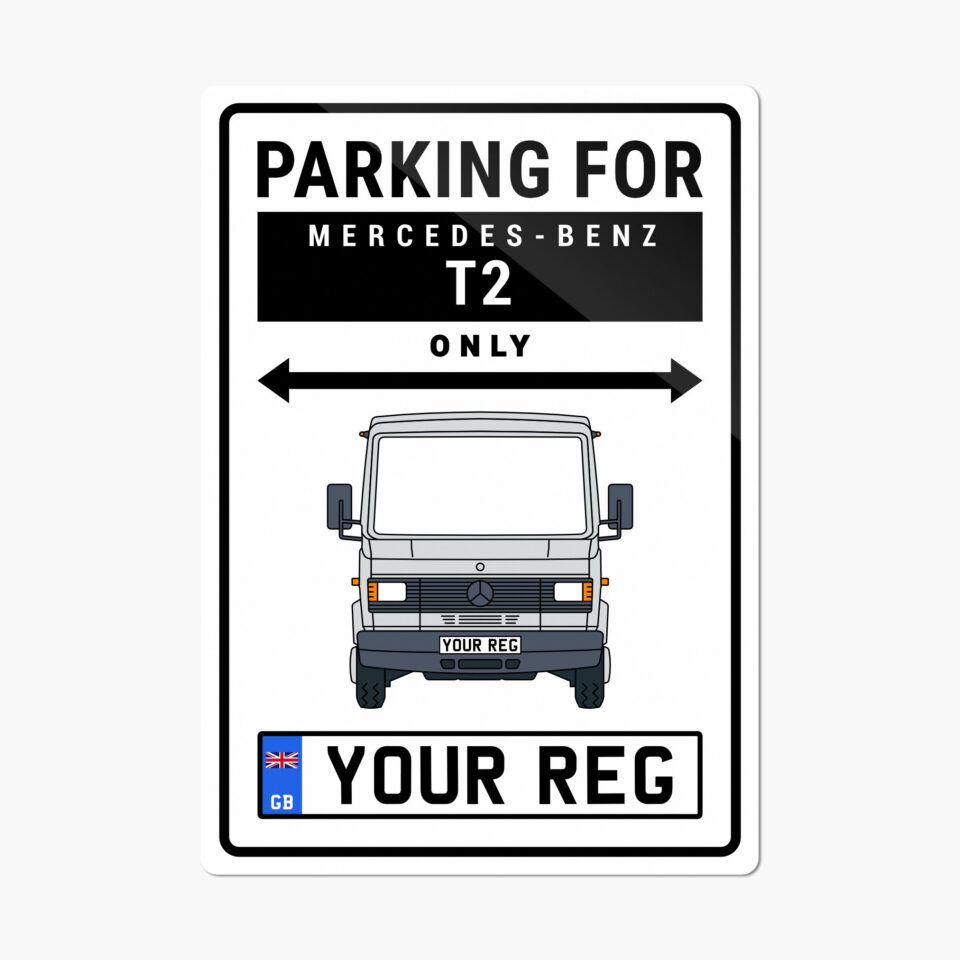 Silver Mercedes-Benz T2 Metal Parking Sign