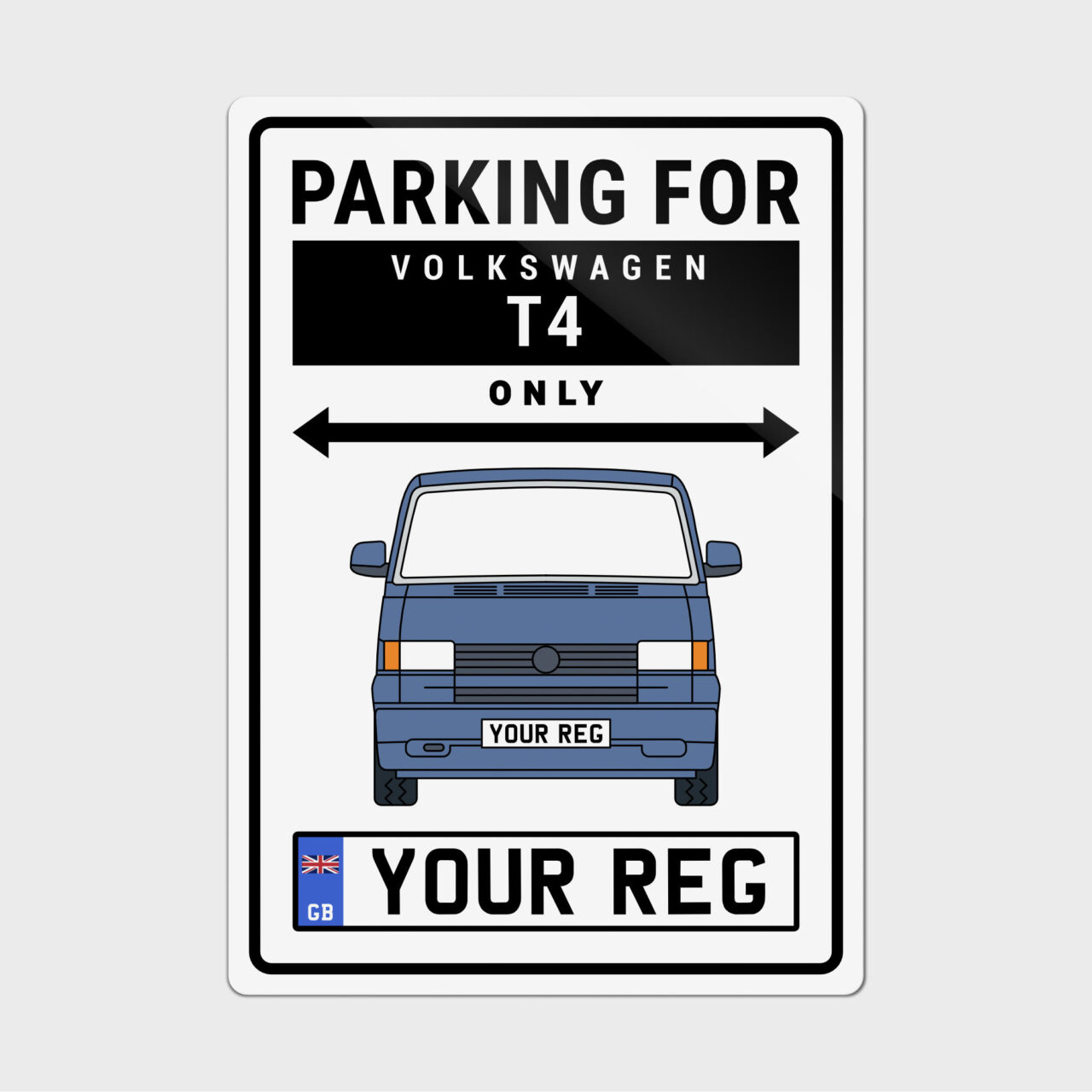 Blue- VW T4 Metal Parking Sign