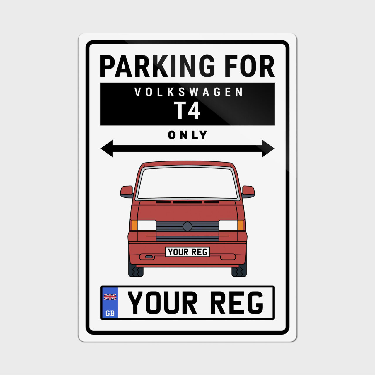 Red - VW T4 Metal Parking Sign