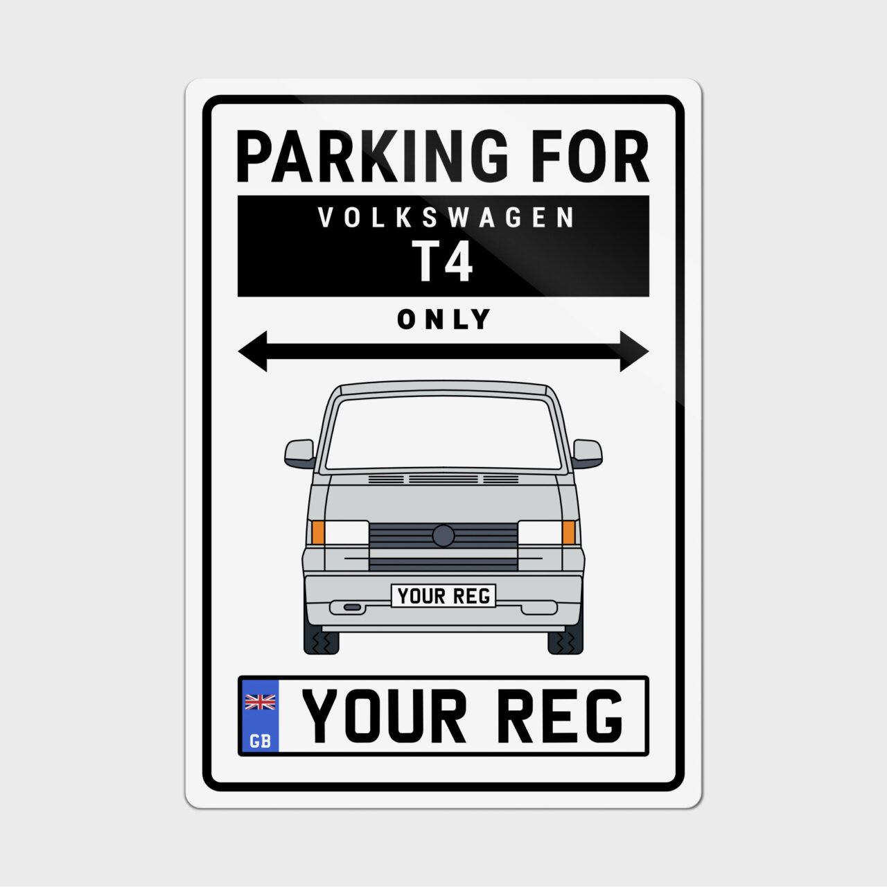 Silver - VW T4 Metal Parking Sign
