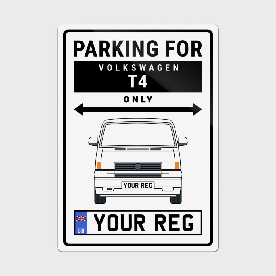 White - VW T4 Metal Parking Sign